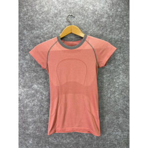 Lululemon Shirt Womens 6 Coral Pink Run Swiftly Tech Short Sleeve Crewneck Top